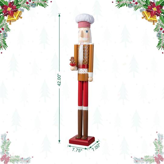 Glitzhome® 42" Christmas Gingerbread Chef Nutcracker